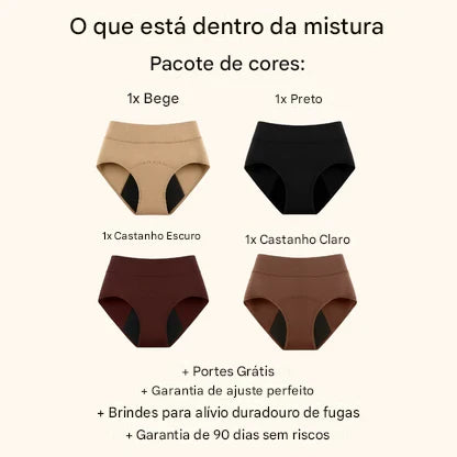 LBMLBM™ | Calcinhas 100% à prova de vazamentos, pacote com 4 unidades