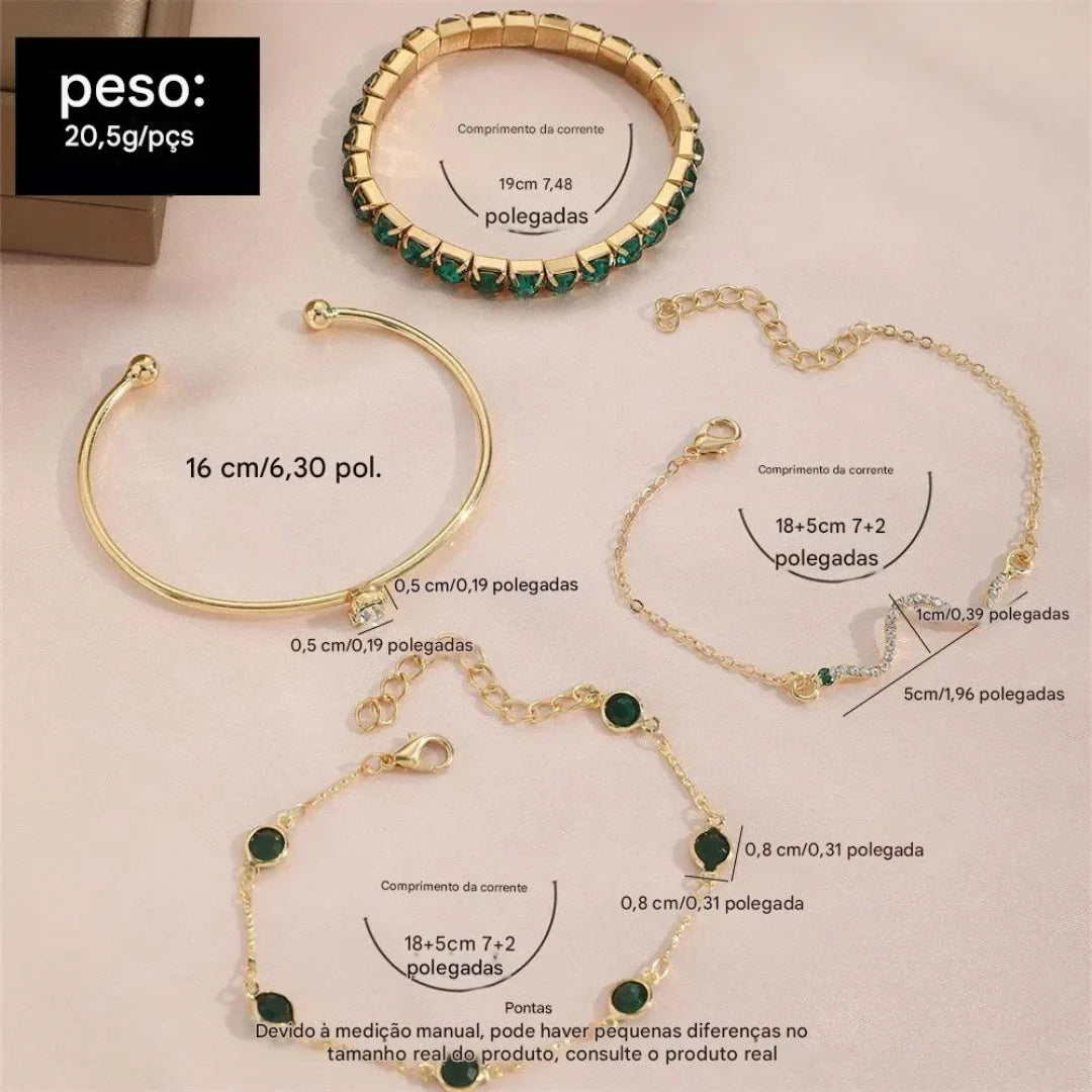 Esmeralda Élégance™- kit com 4 Pulseiras